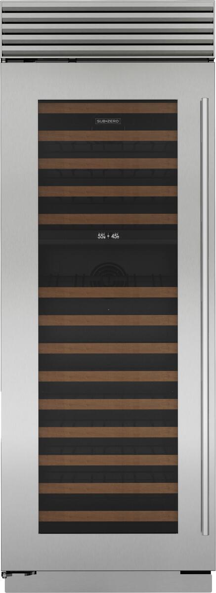 Sub-Zero Refrigerator, 30" Wine Storage Glass Door Stainless Steel