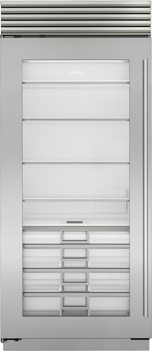 Sub-Zero Refrigerator, 36" Built-in Refrigerator Glass Door Stainless Steel