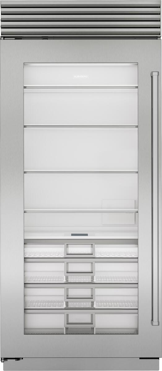 Sub-Zero Refrigerator, 36" Built-in Refrigerator Glass Door Stainless Steel