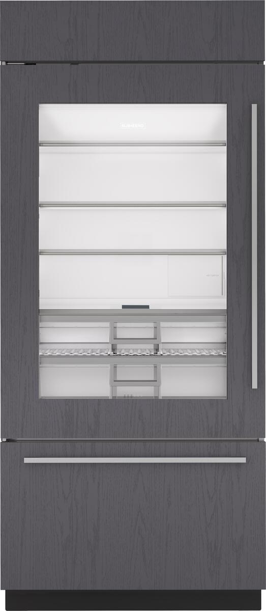 Sub-Zero Refrigerator, 36" Built-in Over-under Glass Door Overlay Tubular Handle