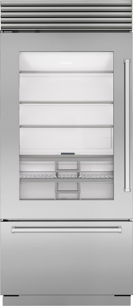 Sub-Zero Refrigerator, 36" Built-in Over-under Glass Door Stainless Steel