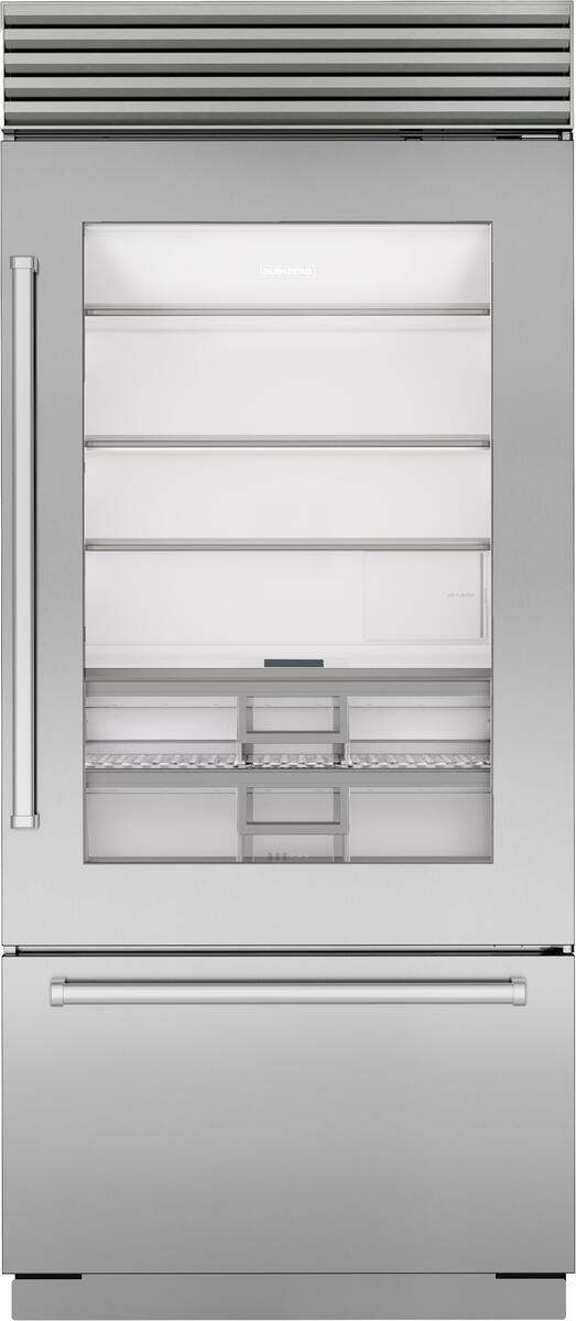 Sub-Zero Refrigerator, 36" Built-in Over-under Glass Door Stainless Steel