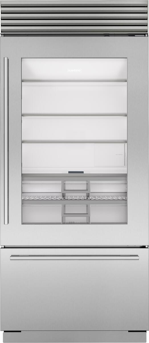 Sub-Zero Refrigerator, 36" Built-in Over-under Glass Door Stainless Steel