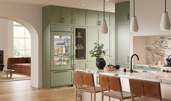 Sub-Zero Refrigerator, 36" Built-in Over-under Glass Door Overlay Tubular Handle