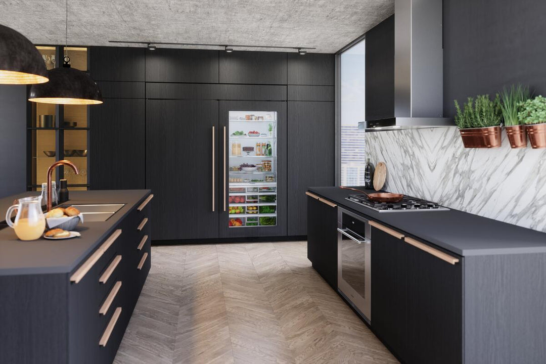 Sub-Zero Refrigerator, 36" Built-in Refrigerator Glass Door Overlay Tubular Handle