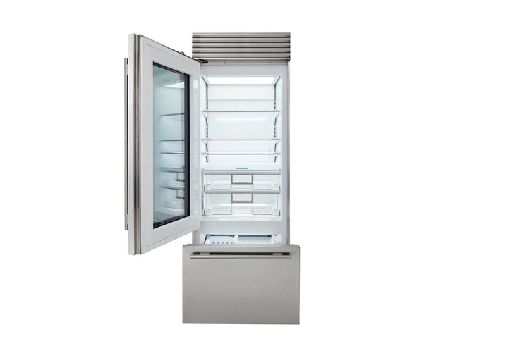 Sub-Zero Refrigerator, 30" Built-in Glass Door Stainless Steel