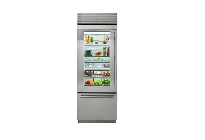 Sub-Zero Refrigerator, 30" Built-in Glass Door Stainless Steel