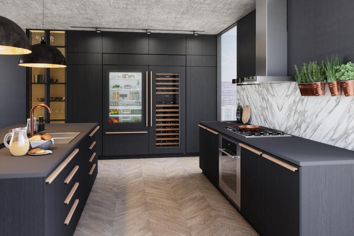 Sub-Zero Refrigerator, 36" Built-in Over-under Glass Door Overlay Tubular Handle