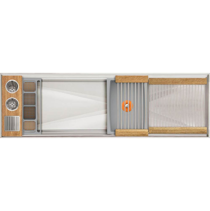 The Galley Ideal WashStation-2 4S + 12" DryDock Drain Side Four Tool Wash Kit One DryDock Tool