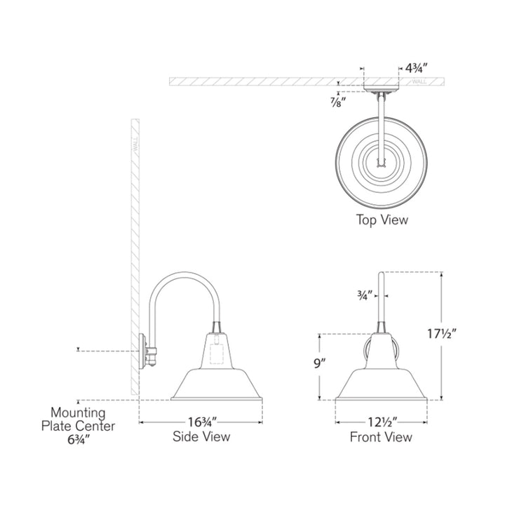 Visual Comfort Signature Academy Outdoor Arched 16in Mack Bowers Shade Wall Light
