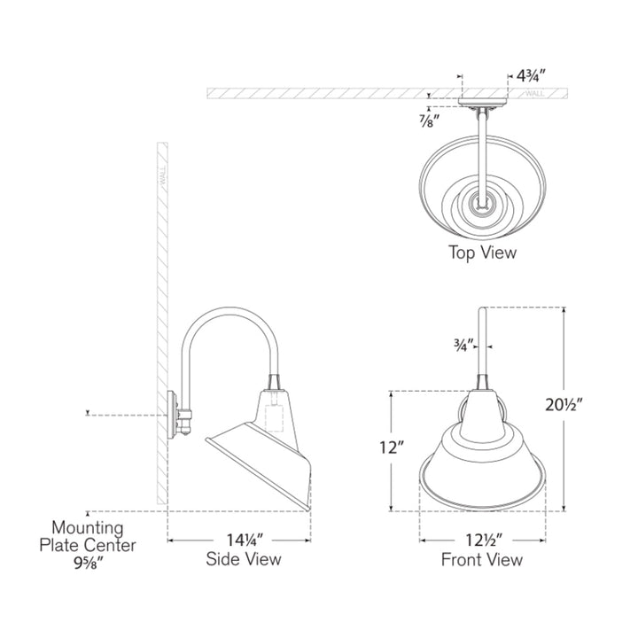 Visual Comfort Signature Academy Outdoor Arched 16 Mack Tilt Bowers Shade Wall Light