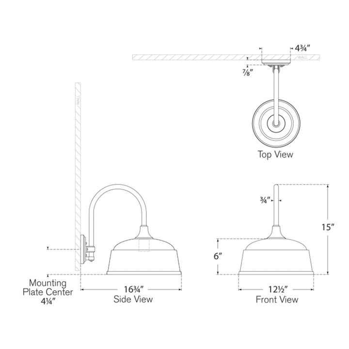 Visual Comfort Signature Academy Outdoor Arched 16in Mack Rockhouse Shade Wall Light