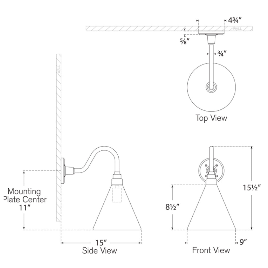 Visual Comfort Signature Academy Outdoor Flynn Barn Savannah Conical Wall Light