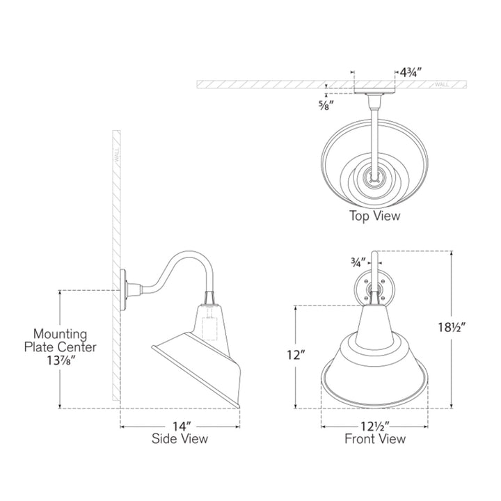 Visual Comfort Signature Academy Outdoor Flynn Barn Tilt Bowers Shade Wall Light