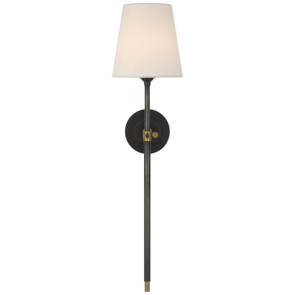 Visual Comfort Signature Bryant Cordless Tail Wall Sconce in Bronze and Hand-Rubbed Antique Brass