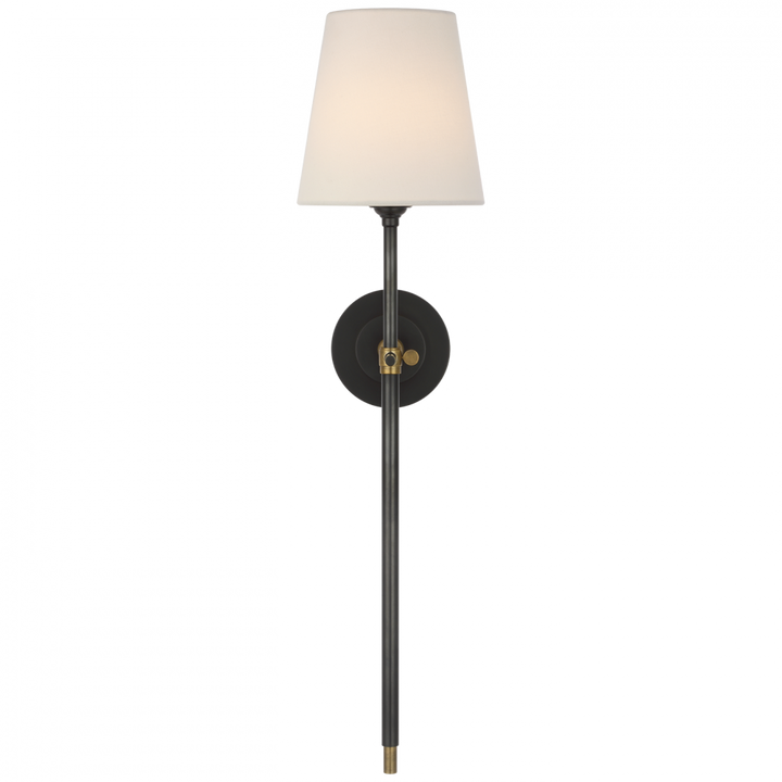 Visual Comfort Signature Bryant Cordless Tail Wall Sconce in Bronze and Hand-Rubbed Antique Brass