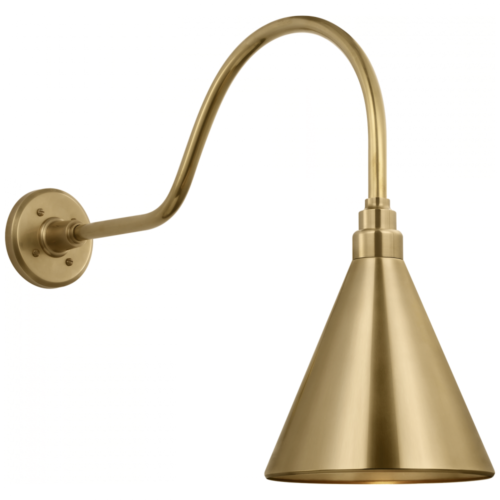 Visual Comfort Signature Academy Outdoor Flynn Savannah Conical Wall Light in Hand-Rubbed Antique Brass