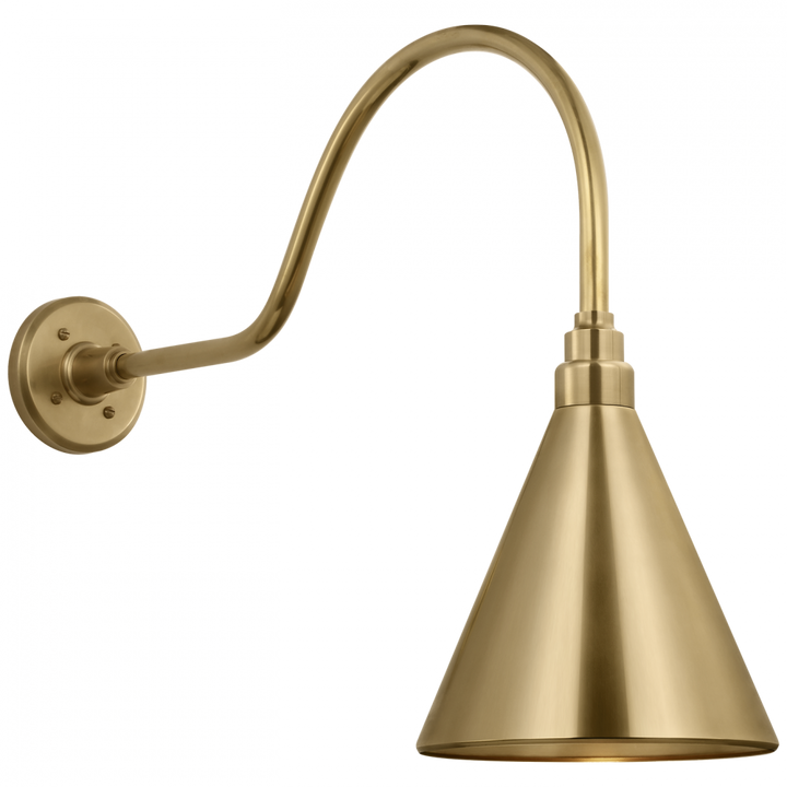 Visual Comfort Signature Academy Outdoor Flynn Savannah Conical Wall Light in Hand-Rubbed Antique Brass
