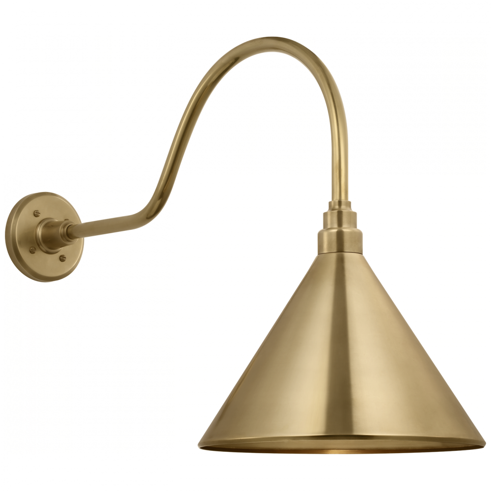 Visual Comfort Signature Academy Outdoor Flynn Savannah Conical Wall Light in Hand-Rubbed Antique Brass (view 2)