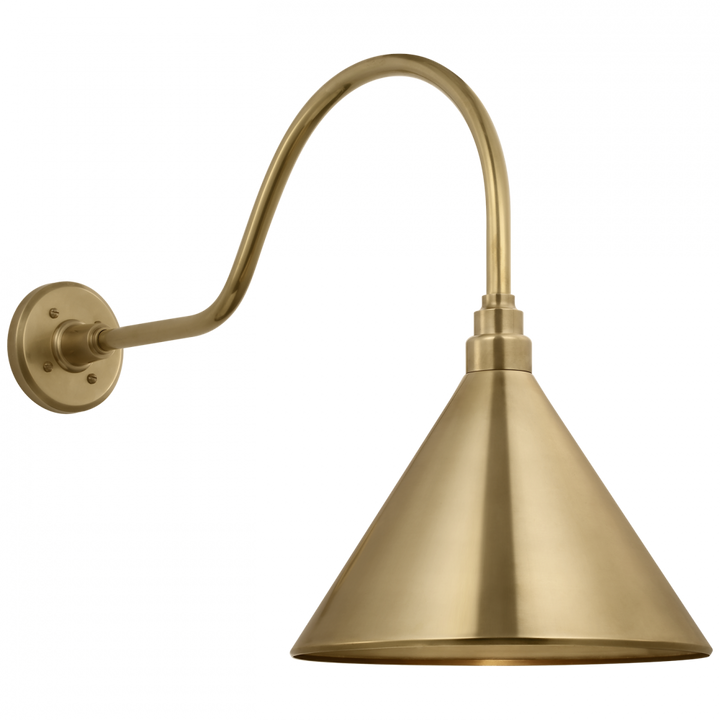 Visual Comfort Signature Academy Outdoor Flynn Savannah Conical Wall Light in Hand-Rubbed Antique Brass (view 2)