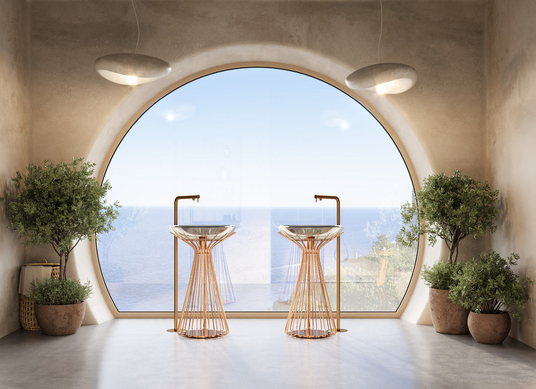 MGS Bagno Minimal FN Stainless Steel Floor mount Basin Faucet