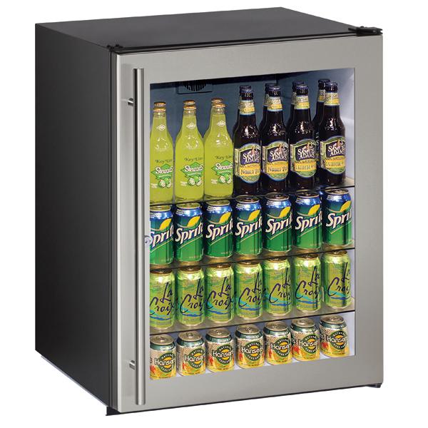 U-Line Glass Refrigerator 24" Reversible Hinge