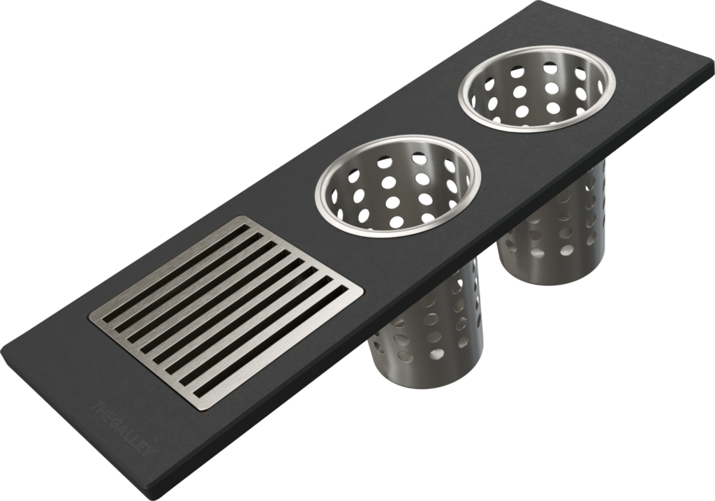 The Galley Upper Tier Utensil Caddy with Mini Grate and Two Cylinders