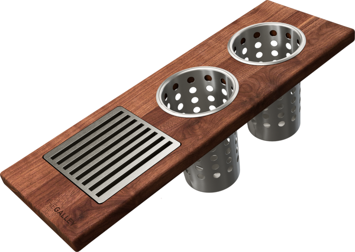 The Galley Upper Tier Utensil Caddy with Mini Grate and Two Cylinders