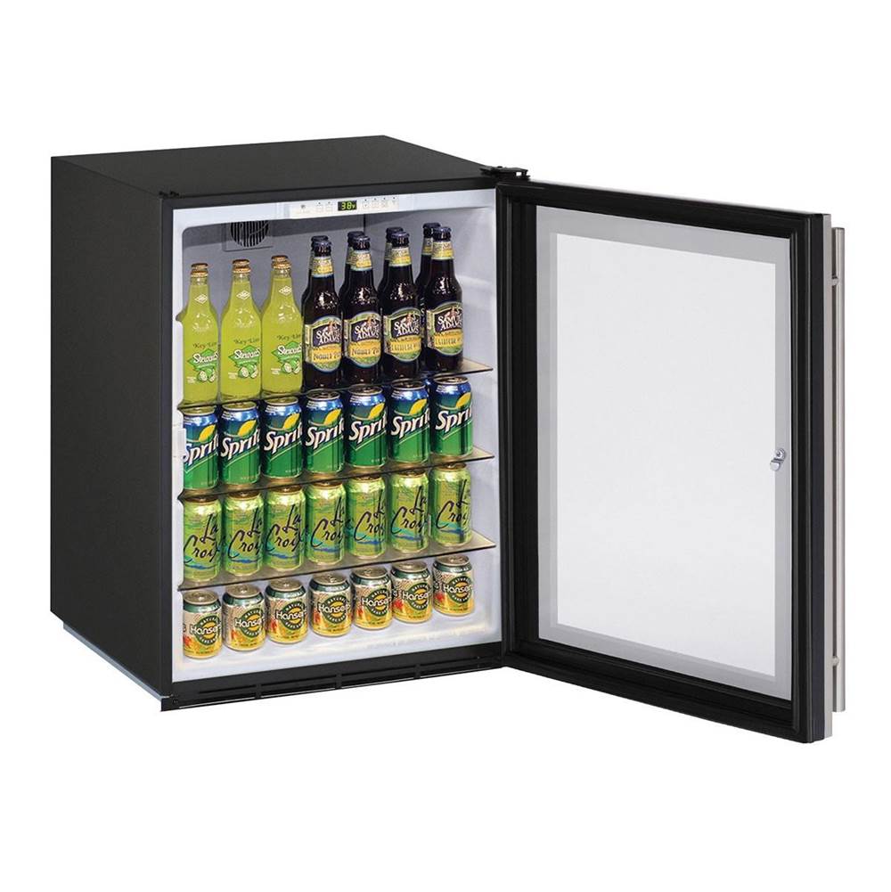 U-Line Glass Refrigerator 24" Reversible Hinge