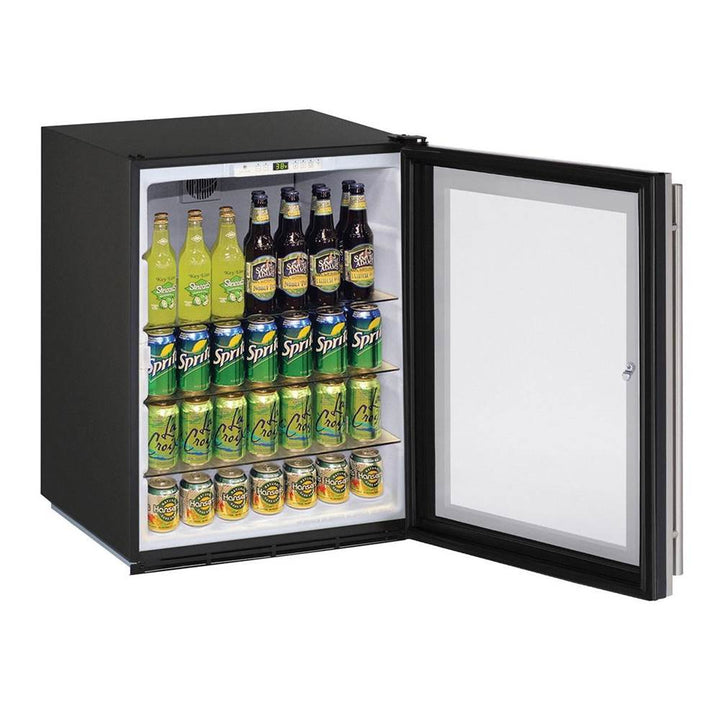 U-Line Glass Refrigerator 24" Reversible Hinge