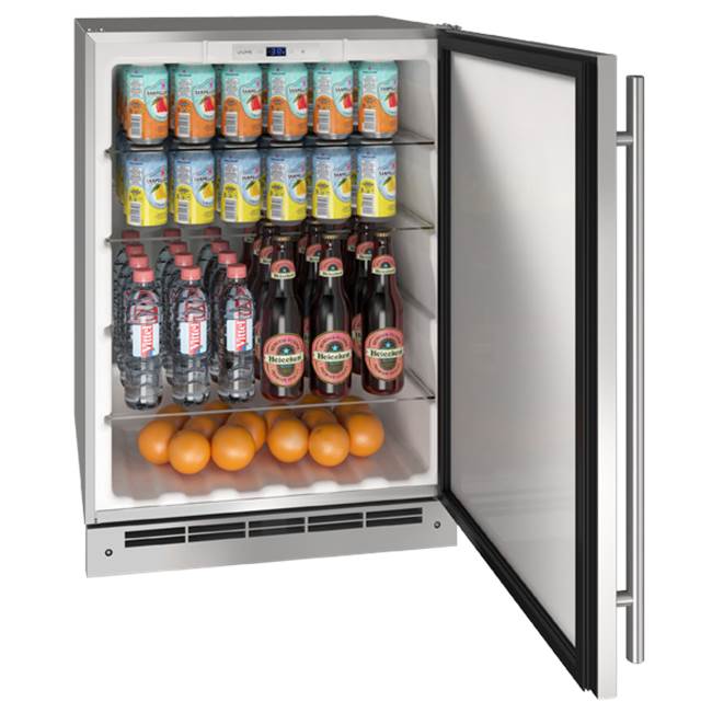 U-Line Outdoor Solid Refrigerator 24" Reversible Hinge Stainless