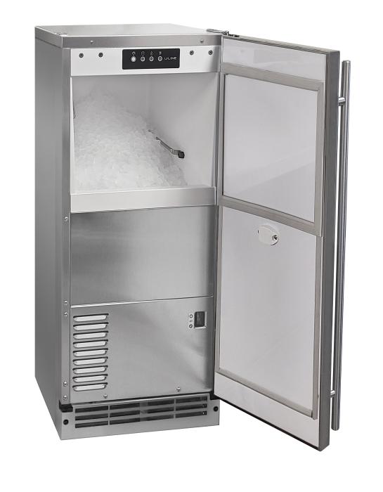 U-Line Outdoor Nugget Ice Machine 15" Pump, 20 Minute Clean Cycle, Reversible Pin Hinge Stainless Solid
