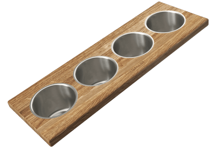 The Galley Upper Tier Garnish Board with Four Stainless Steel Bowls