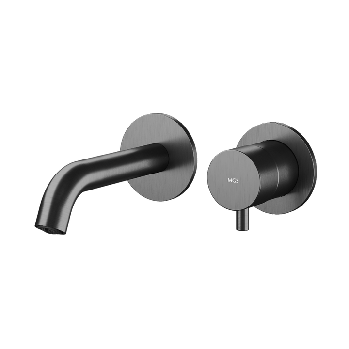 MGS Bagno Minimal Short Two hole Stainless Steel Wall mount Basin Faucet