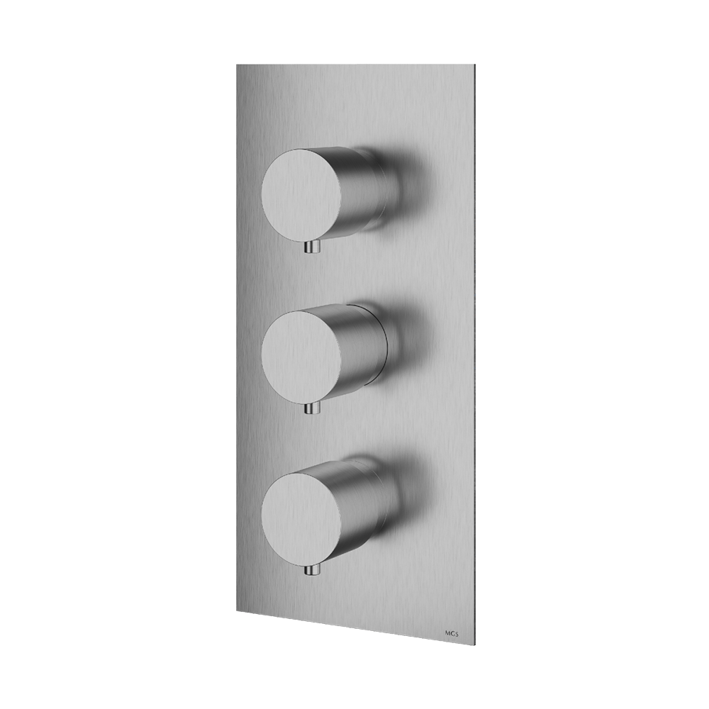 MGS Bagno Minimal Stainless Steel Thermostatic Trim with Two Volume Controls / Two way Diverters
