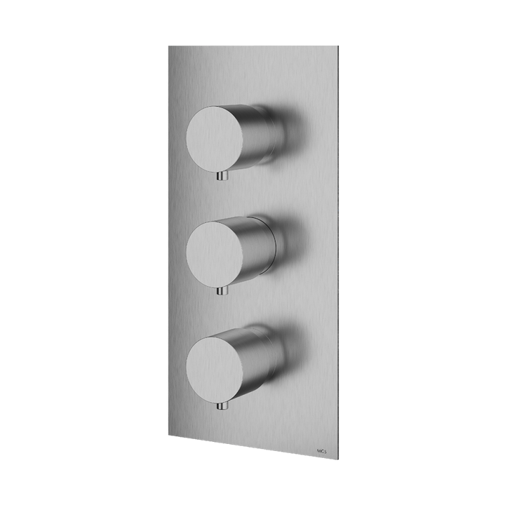 MGS Bagno Minimal Stainless Steel Thermostatic Trim with Two Volume Controls / Two way Diverters