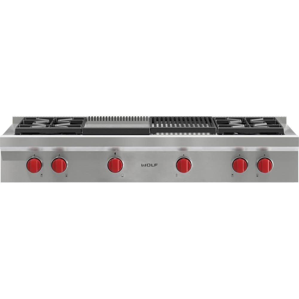 Wolf 48" Sealed Burner Rangetop 4 Burner Charbroiler Griddle