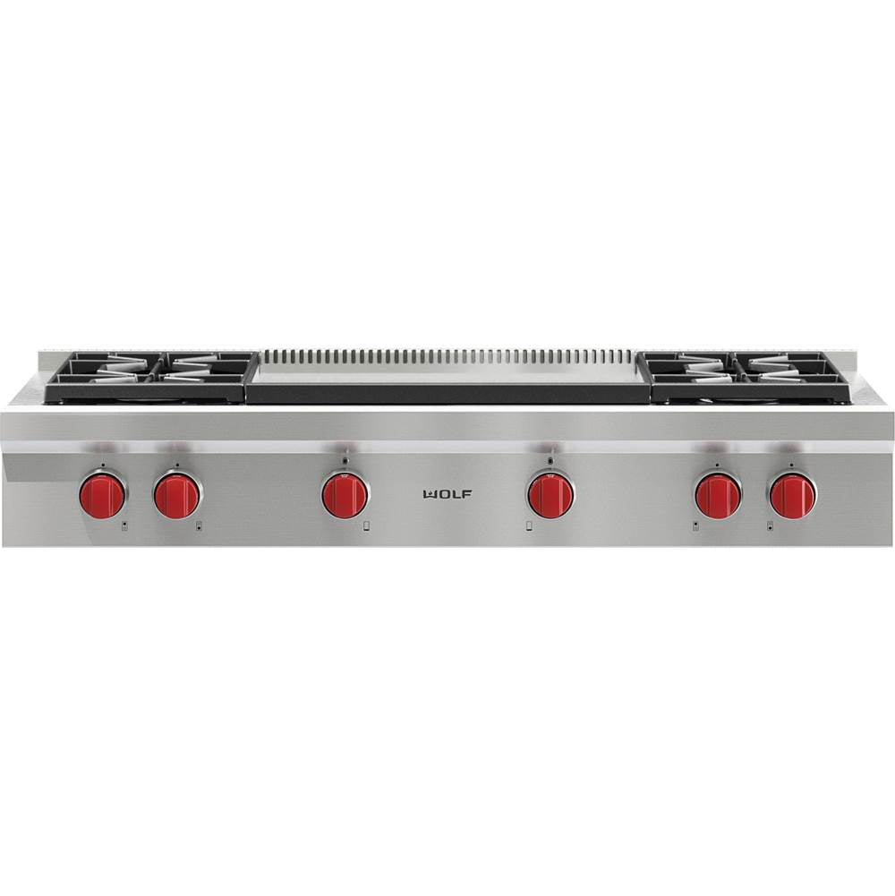 Wolf 48" Sealed Burner Rangetop 4 Burner Double Griddle