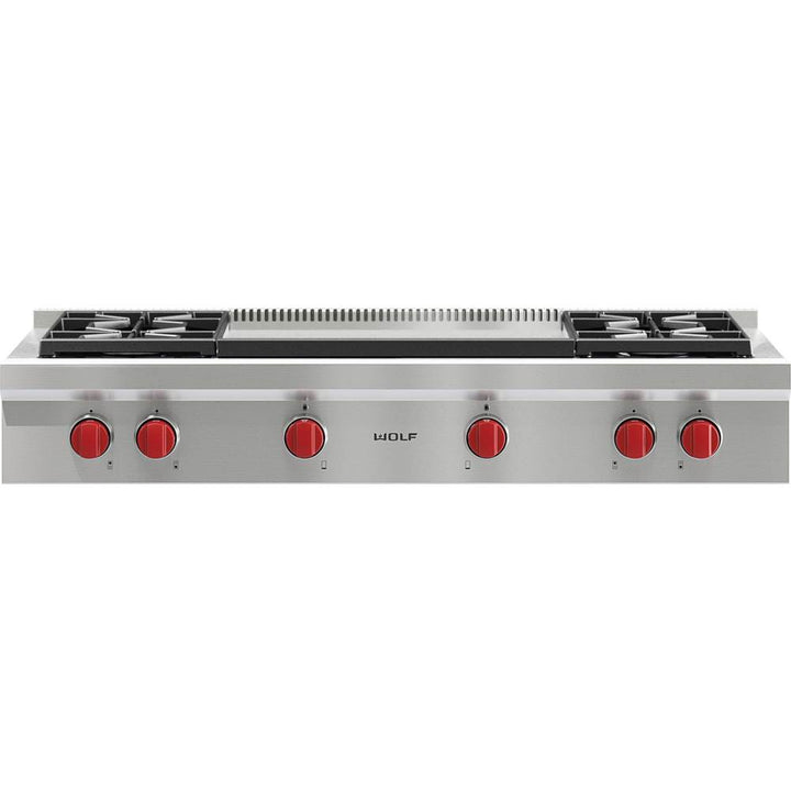 Wolf 48" Sealed Burner Rangetop 4 Burner Double Griddle