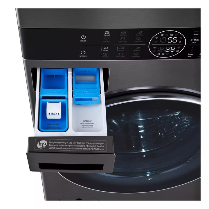 LG Appliances Single Unit LG WashTower™ with Center Control™ 5.0 cu. ft. Front Load Washer and 7.8 cu. ft. Electric Ventless Heat Pump Dryer