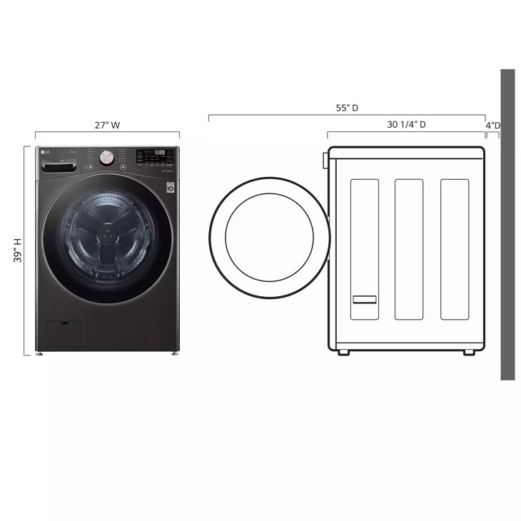 LG Appliances 4.5 cu.ft. Ultra Large Capacity Front Load Washer with AIDD TurboWash Steam and Wi-Fi Connectivity