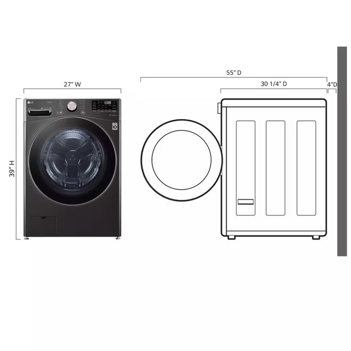 LG Appliances 4.5 cu.ft. Ultra Large Capacity Front Load Washer with AIDD TurboWash Steam and Wi-Fi Connectivity