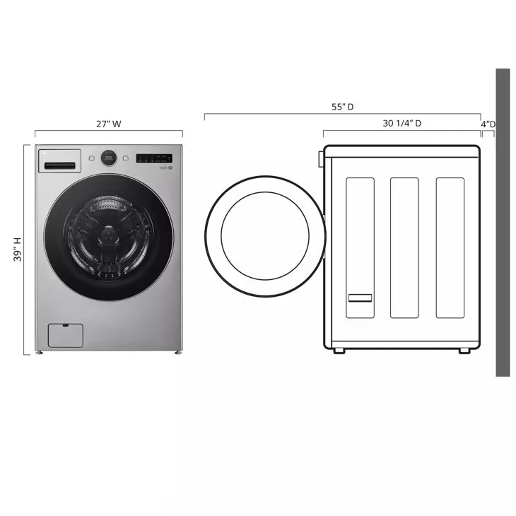 LG Appliances 4.5 cu.ft. Ultra Large Capacity Front Load Washer with AIDD TurboWash Steam and Wi-FiConnectivity