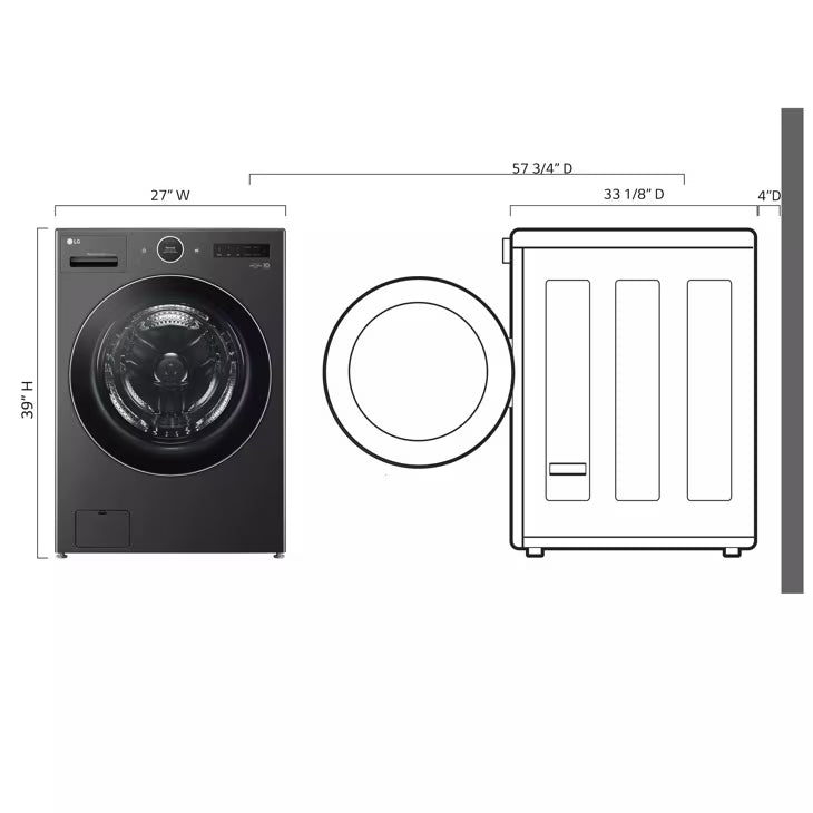 LG Appliances Ventless Washer/Dryer Combo LG WashCombo™ All-in-One 5.0 cu. ft. Mega Capacity with Inverter HeatPump™ Technology and Direct Drive Motor