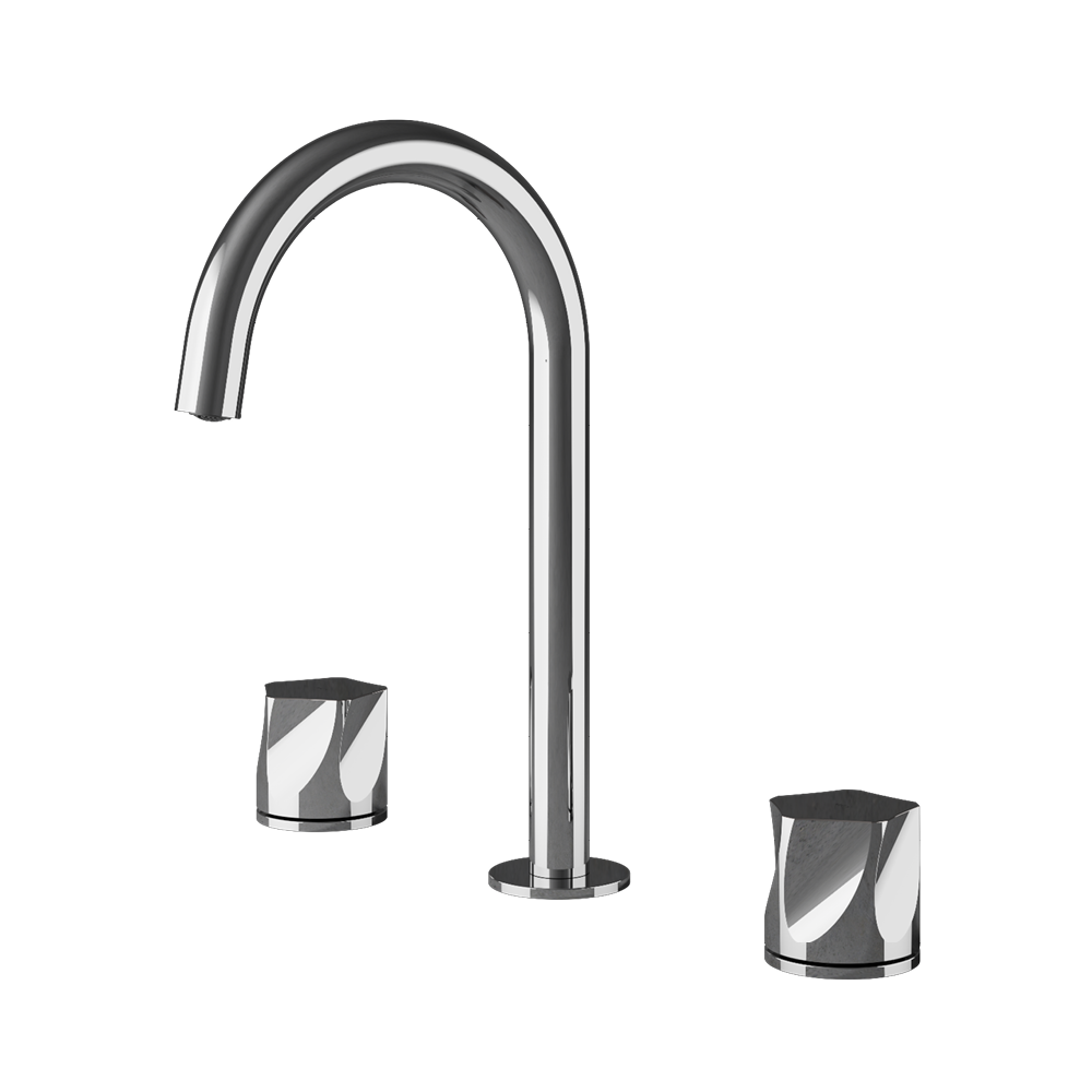 MGS Bagno Penta Widespread Stainless Steel Basin Faucet