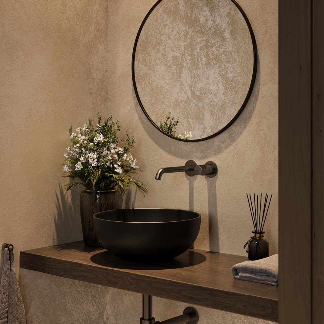 MGS Bagno Penta Two hole Stainless Steel Wall mount Basin Faucet