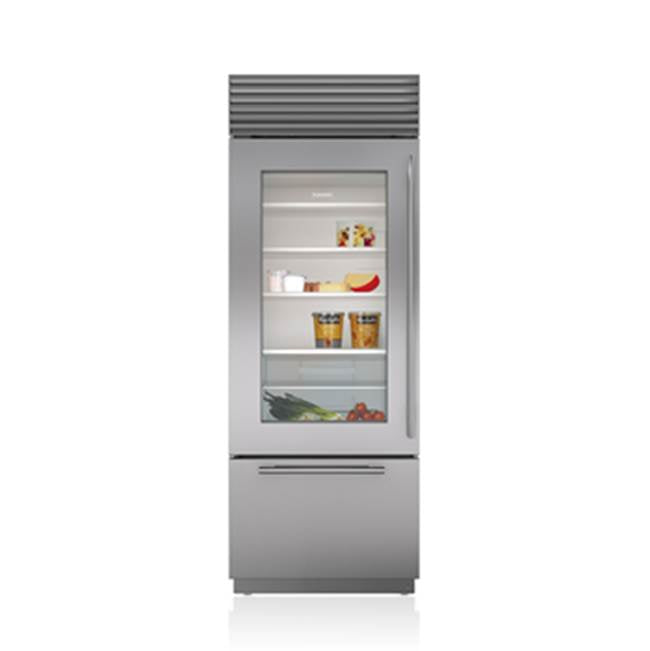 Sub-Zero Refrigerator, 30" Built-in Glass Door Stainless Steel