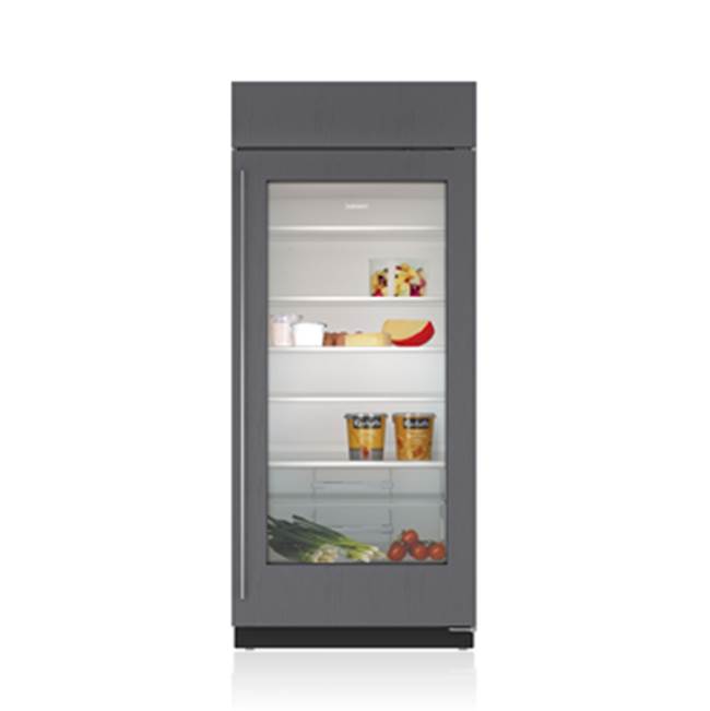 Sub-Zero Refrigerator, 36" Built-in Refrigerator Glass Door Overlay Tubular Handle