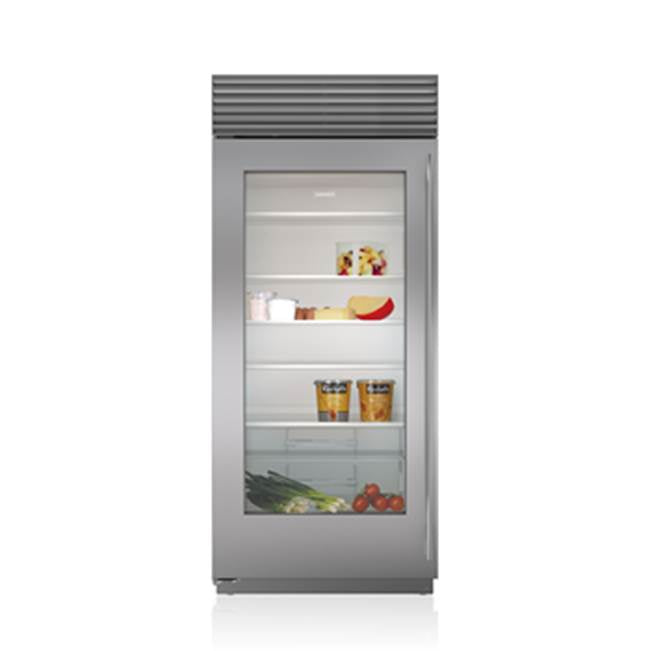 Sub-Zero Refrigerator, 36" Built-in Refrigerator Glass Door Stainless Steel