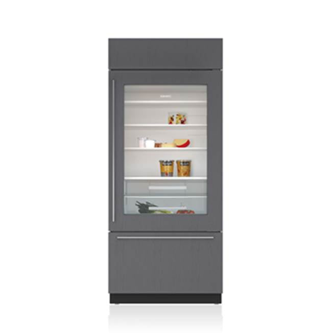 Sub-Zero Refrigerator, 36" Built-in Over-under Glass Door Overlay Tubular Handle